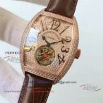 Perfect Replica Franck Muller Tourbillon Watch Rose Gold Diamonds Case